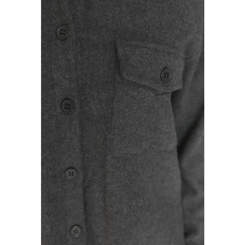 Trendyol Gray Double Pocket Detailed Winter Shirt