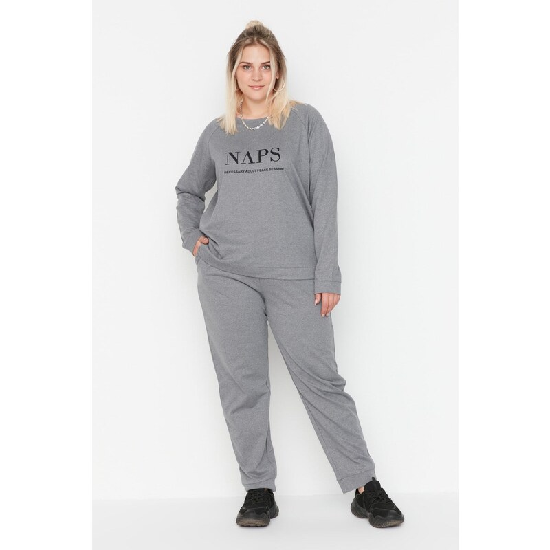 Trendyol Curve Gray Knitted Pajamas Set