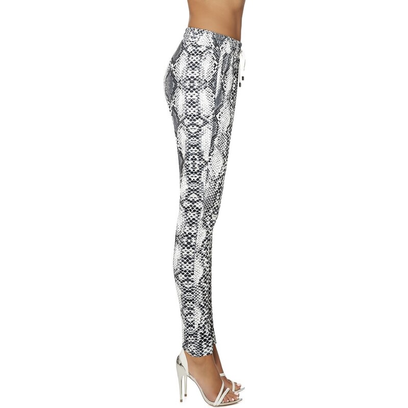 Bas Bleu Women's pants NAYA in snake print with a tie at the waist