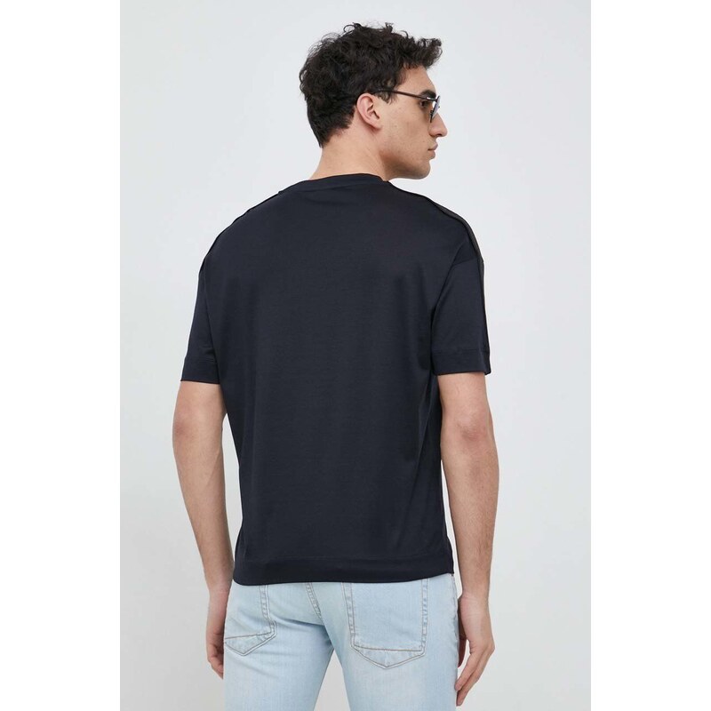 Tričko Emporio Armani tmavomodrá barva, s aplikací