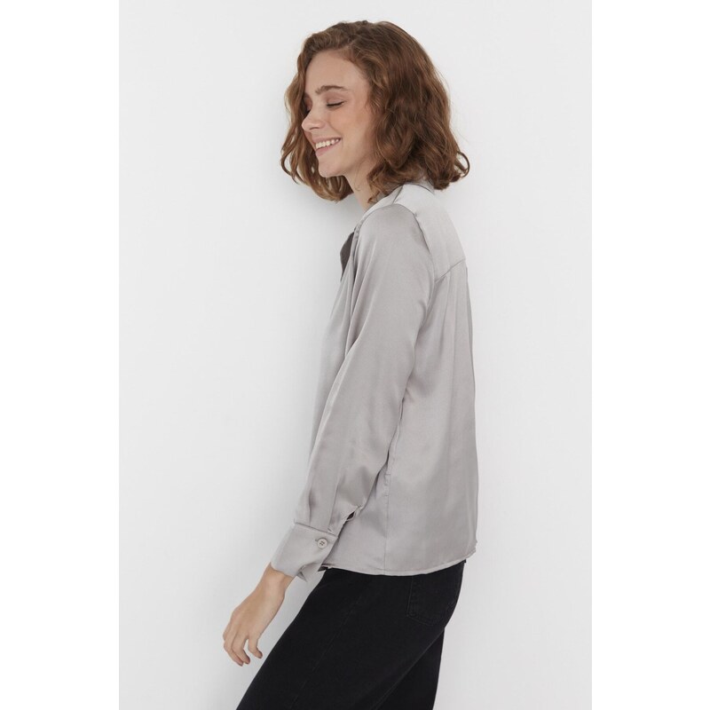 Trendyol Silver Basic Woven Shirt