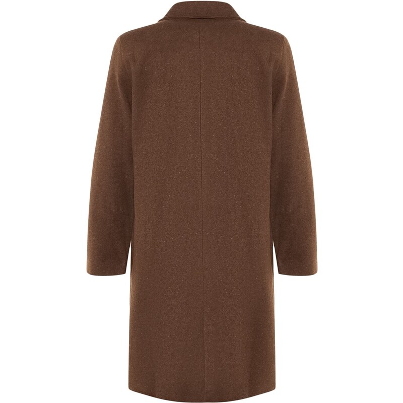 Trendyol Dark Brown Button Close Stamp Coat