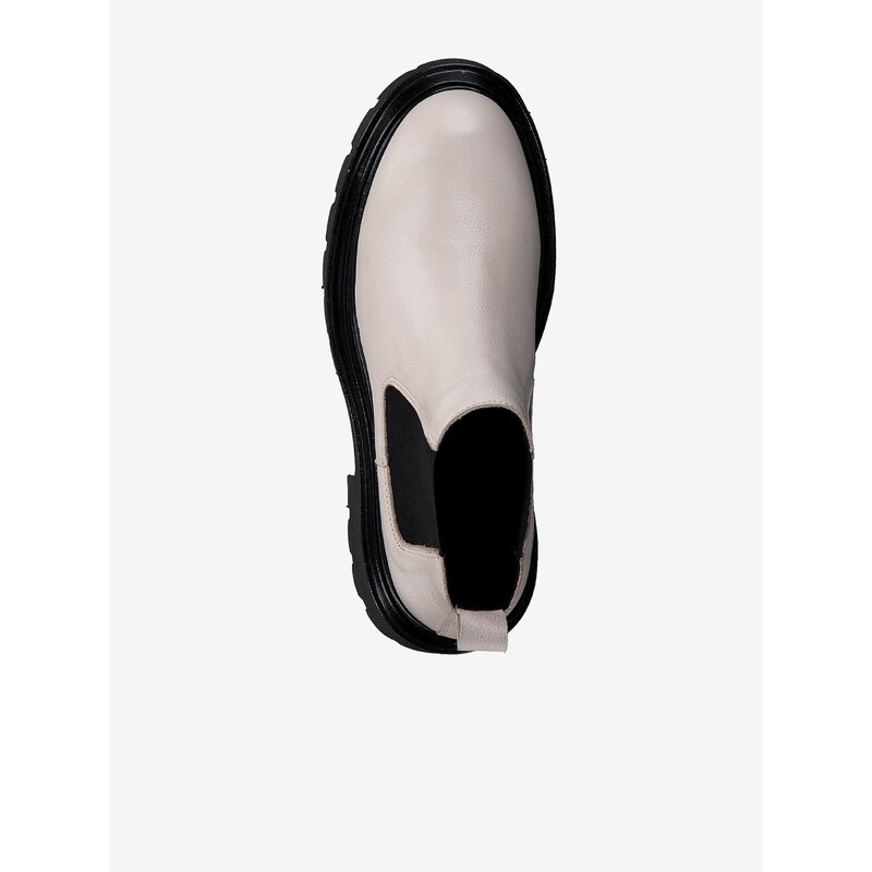 Černo-krémové kožené kotníkové boty Tamaris - Dámské