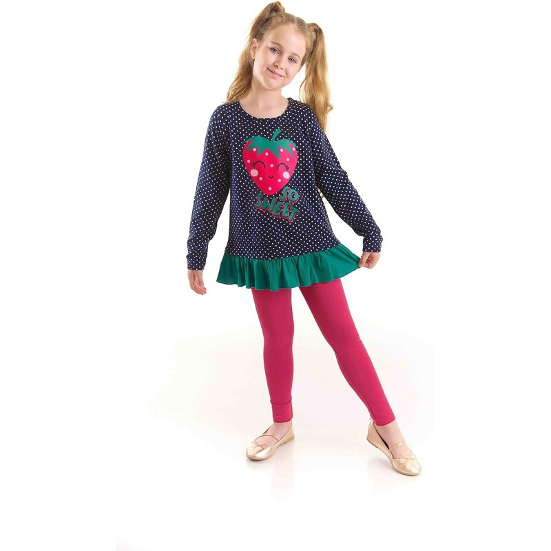 Denokids Cute Strawberry Girls Kids Tunic Leggings Set