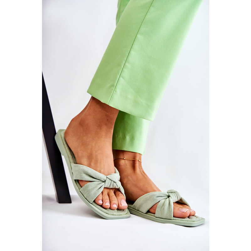 Kesi Dámské módní semišové pantofle zelené Lorrie