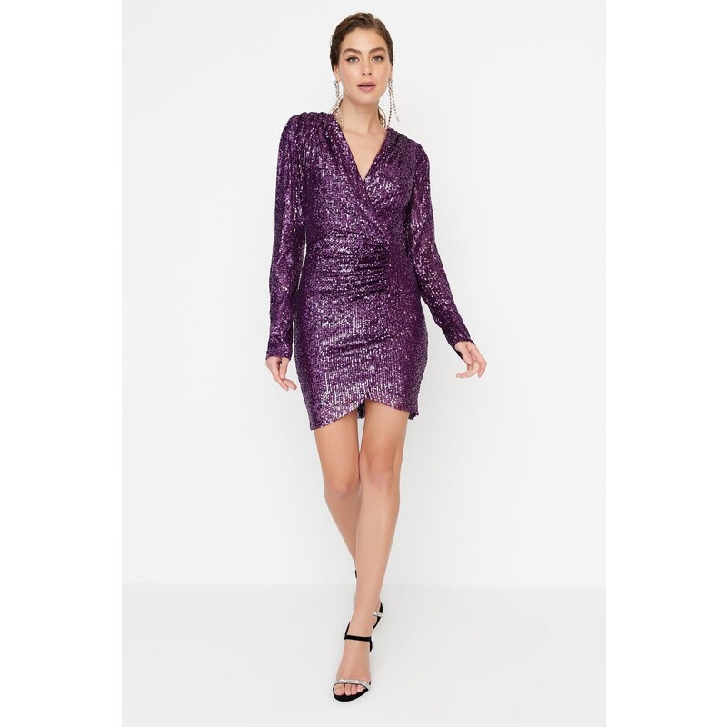 Dámské šaty Trendyol TPRAW20EL0505/PLUM{