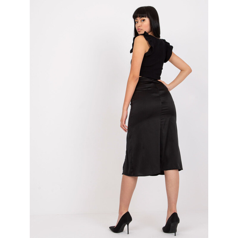 Fashionhunters Černá midi tužková sukně s rozparkem RUE PARIS