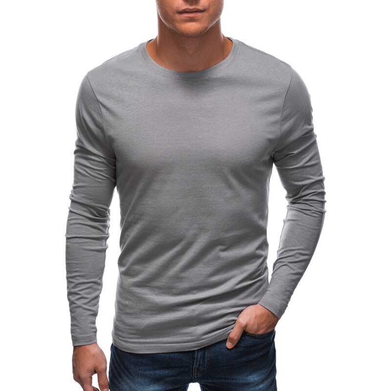 EDOTI Pánské tričko s dlouhým rukávem bez potisku EM-LSBL-0103 - šedé