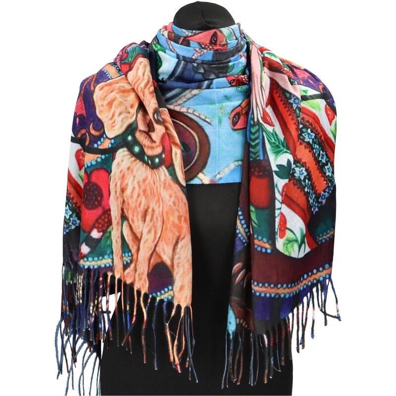 CASHMERE Stylová dámská zimní šála Rova, slavné obrazy 12