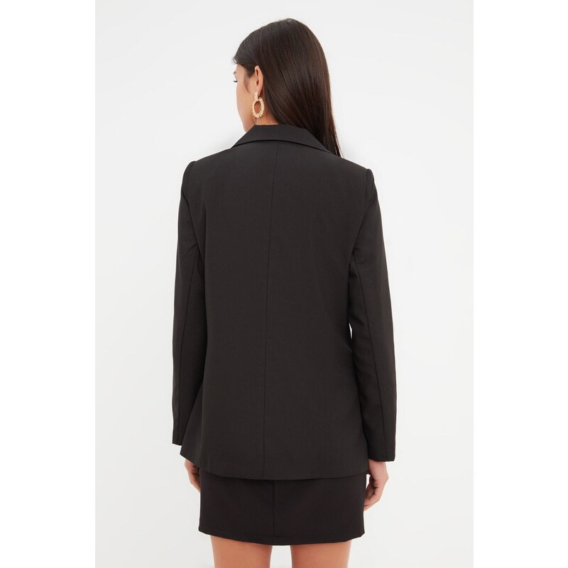 Trendyol Black Regular Lined Blazer with Buttons