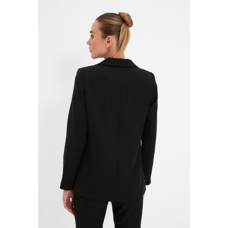 Trendyol Black Regular Lined Blazer with Buttons