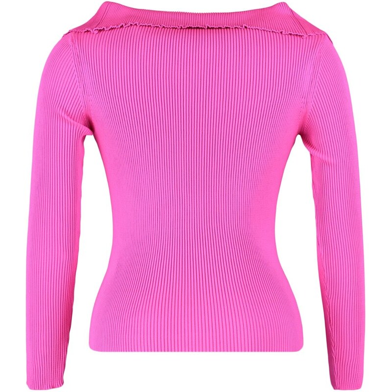 Trendyol Curve Fuchsia Boat Neck Pletená halenka