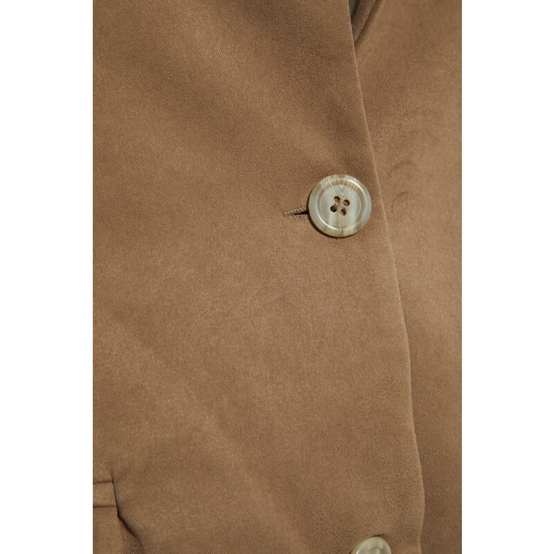 Trendyol Khaki Suede Woven Buttoned Blazer Jacket