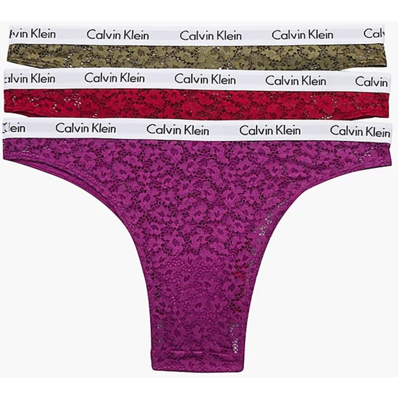 Calvin Klein Sada tří dámských krajkových kalhotek v zelené,