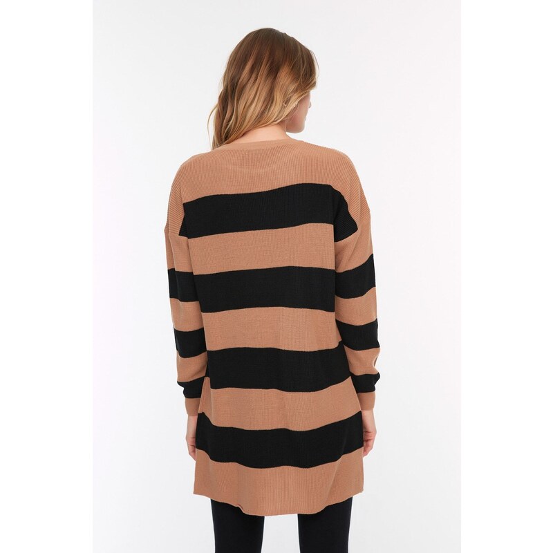 Trendyol Brown Striped Knitwear Sweater