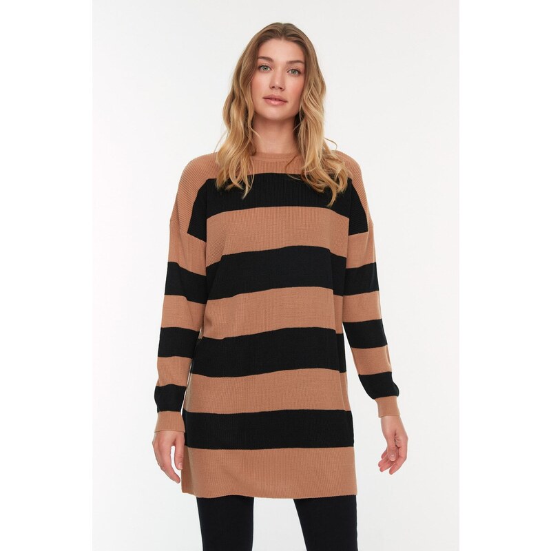 Trendyol Brown Striped Knitwear Sweater