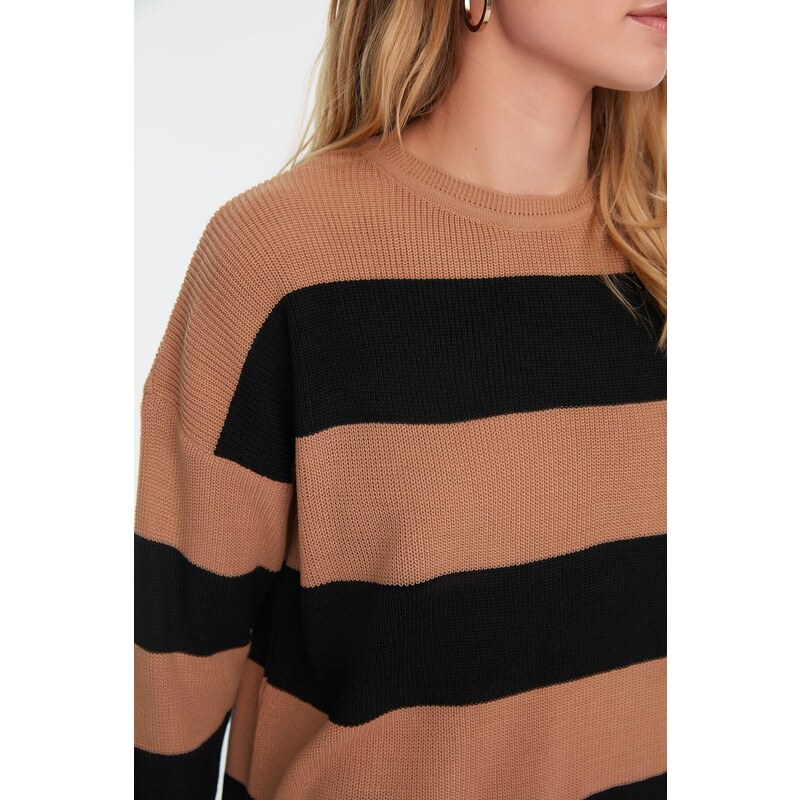 Trendyol Brown Striped Knitwear Sweater