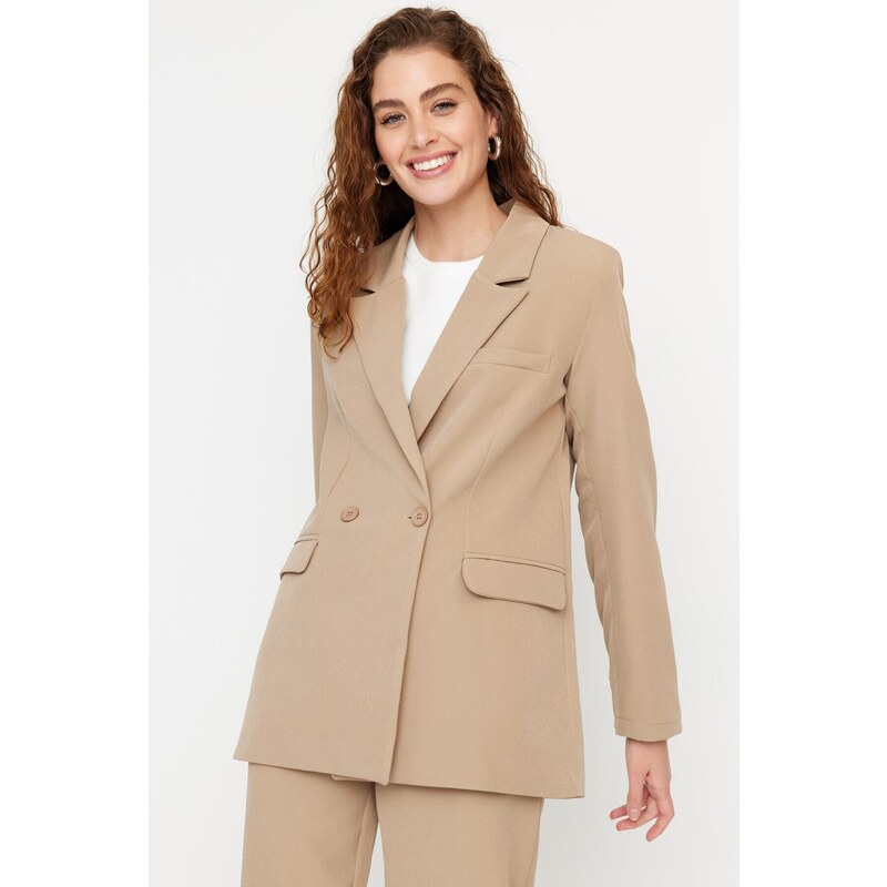 Trendyol Mink Blazer Jacket-Pants Woven Bottom-Top Suit