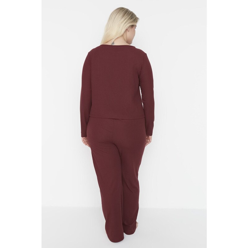 Trendyol Curve Claret Red Knitted Pajamas Set