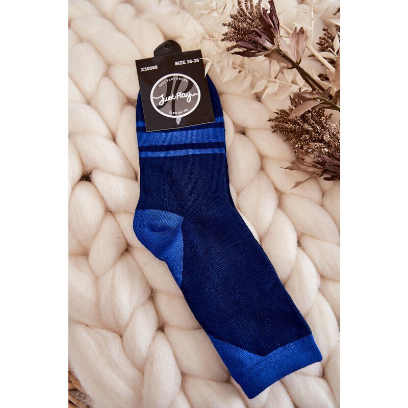 Kesi Dámské dvoubarevné ponožky s pruhy Námořnická modrá a modrá
