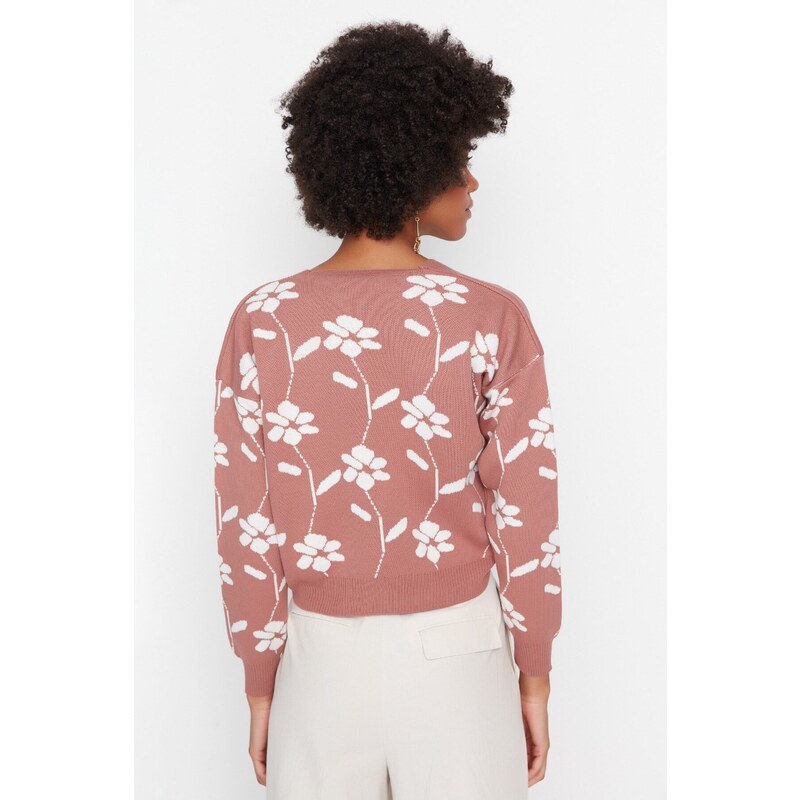 Trendyol Pale Pink Jacquard Knitwear Cardigan