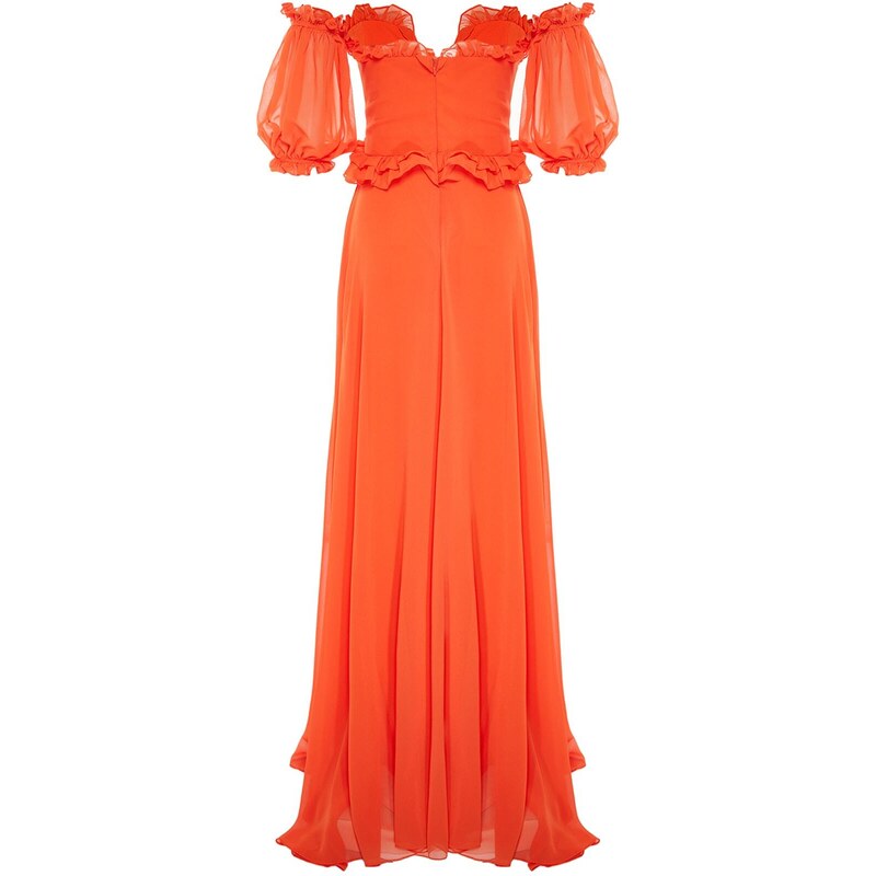 Trendyol Sunflower Lined Chiffon Evening Dress