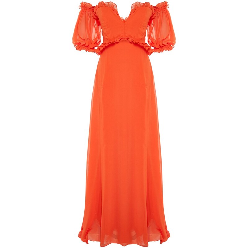 Trendyol Sunflower Lined Chiffon Evening Dress