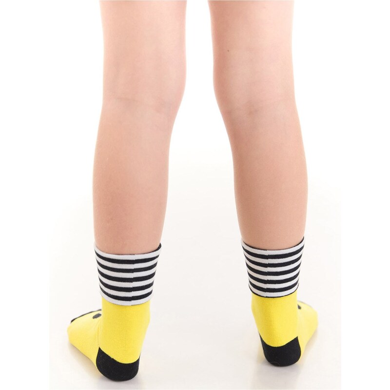 Denokids Ari Girls' Yellow Black Socks 2-Pack