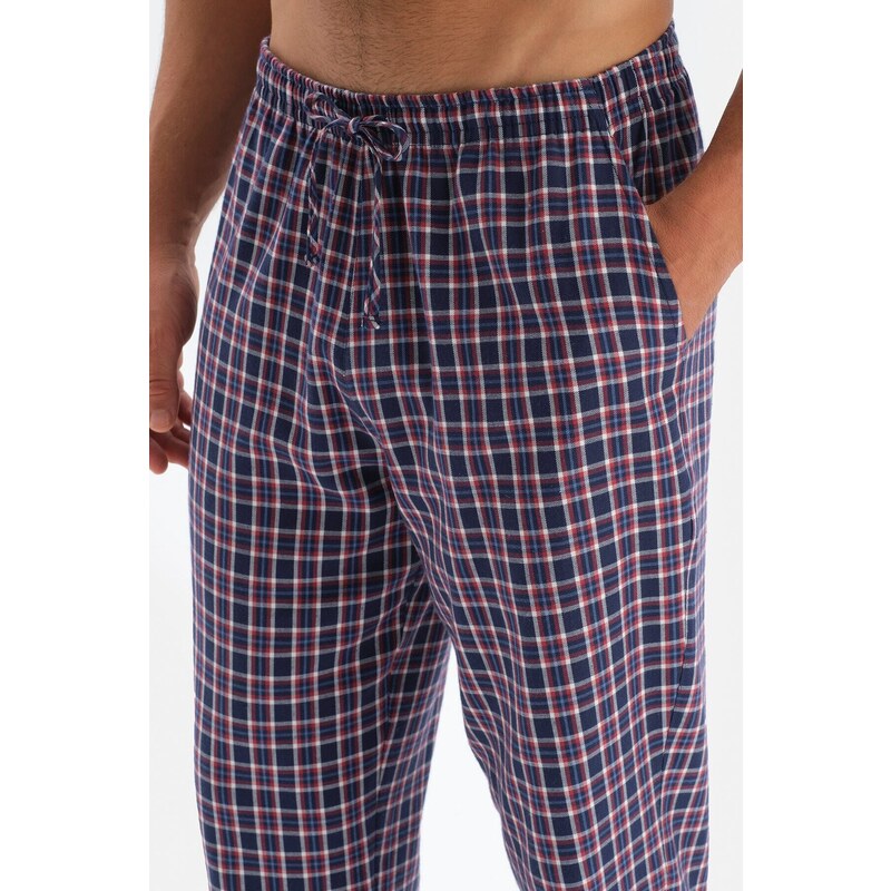 Dagi Navy Blue Plaid Pajamas Set