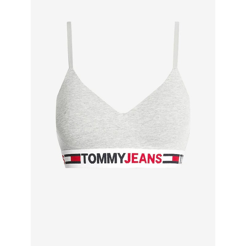 Tommy Hilfiger Světle šedá dámská žíhaná podprsenka Tommy Jeans - Dámské