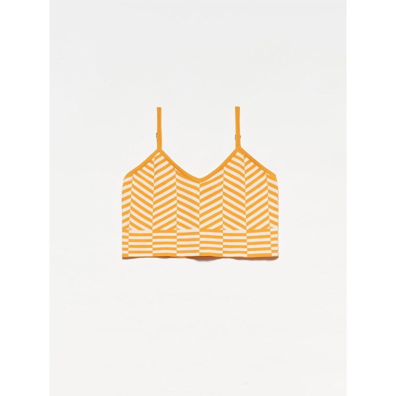 Dilvin 10184 Strappy Knitwear Undershirt Crop - orange