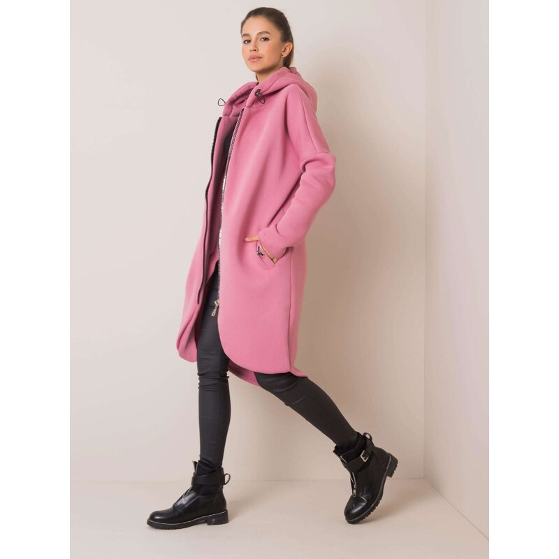 Fashionhunters RUE PARIS Špinavě růžová mikina s kapucí