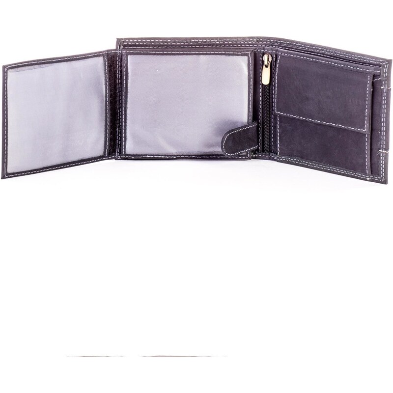 Fashionhunters Černá kožená peněženka pro muže s látkovým modulem