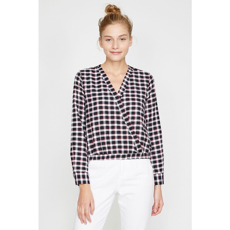 Koton Women's Black Checkered Shirt