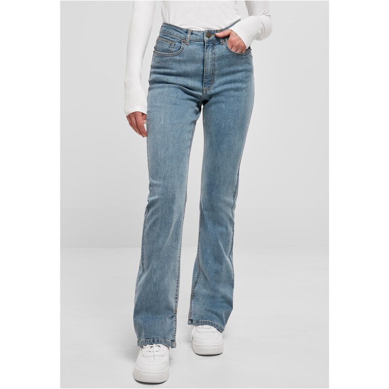 Urban Classics Dámské džínové kalhoty Highwaist Straight Slit Denim - 107070365