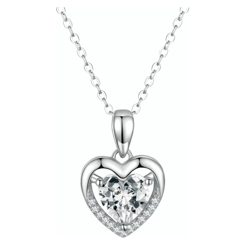 GRACE Silver Jewellery Stříbrný náhrdelník Amorita - stříbro 925/1000, čirý zirkon, srdce