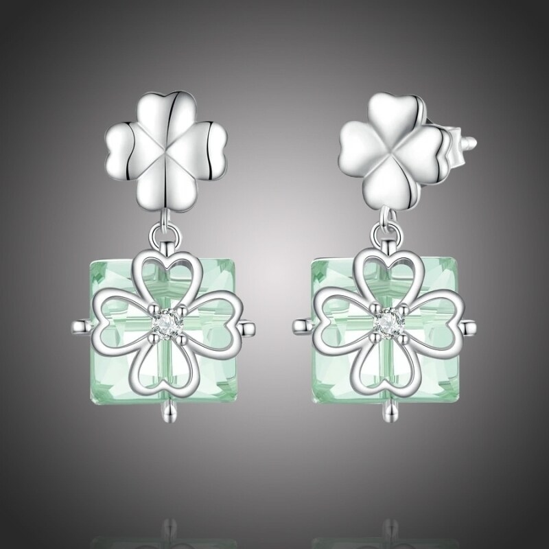 GRACE Silver Jewellery Stříbrné náušnice Čtyřlístek pro štěstí - 76424696