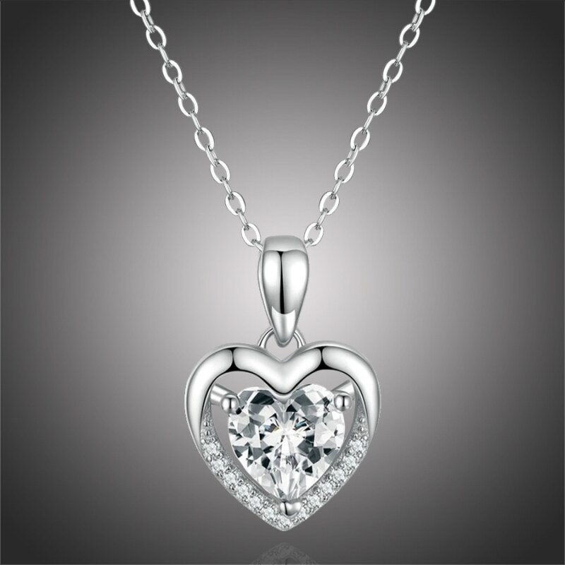 GRACE Silver Jewellery Stříbrný náhrdelník Amorita - stříbro 925/1000, čirý zirkon, srdce