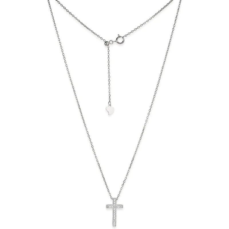 SilveAmo Stříbrný náhrdelník Křížek se zirkony