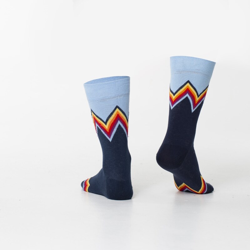 FASARDI Pánské tmavě modré ponožky s barevnými cikcaky