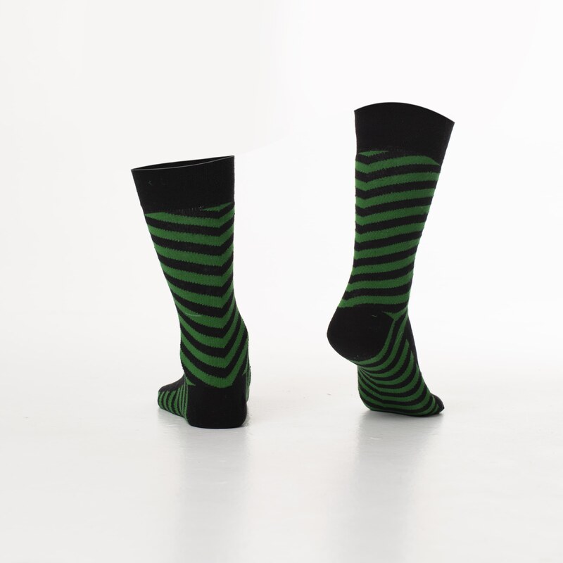 FASARDI Černé a zelené pánské pruhované ponožky