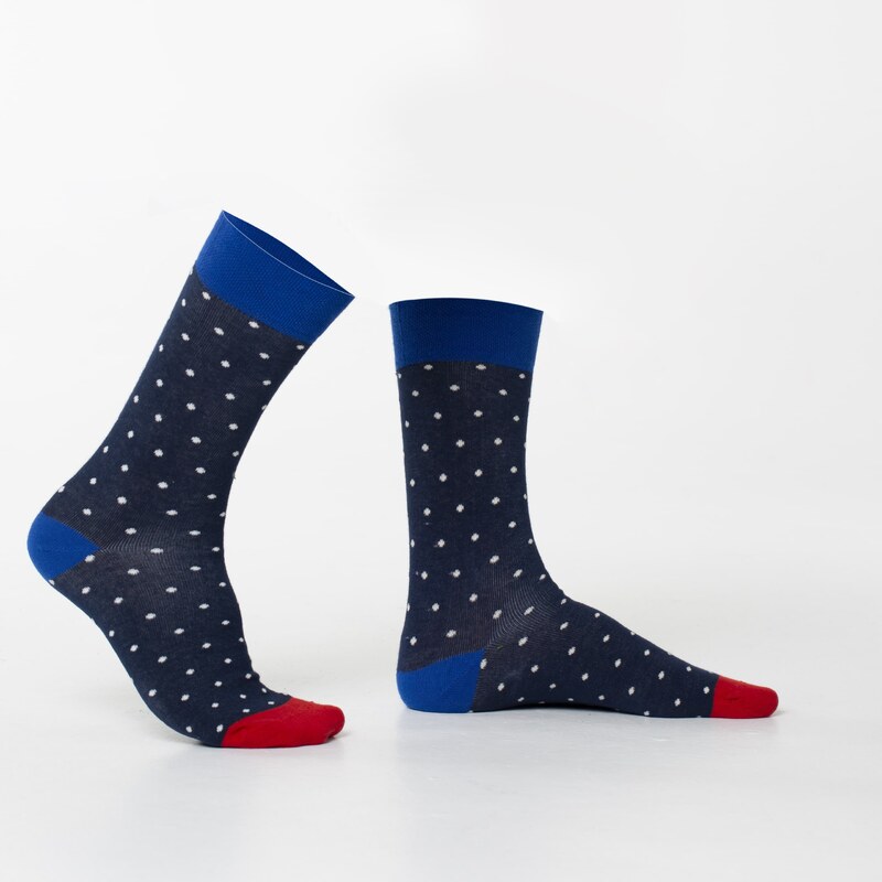 FASARDI Pánské tmavě modré puntíkované ponožky