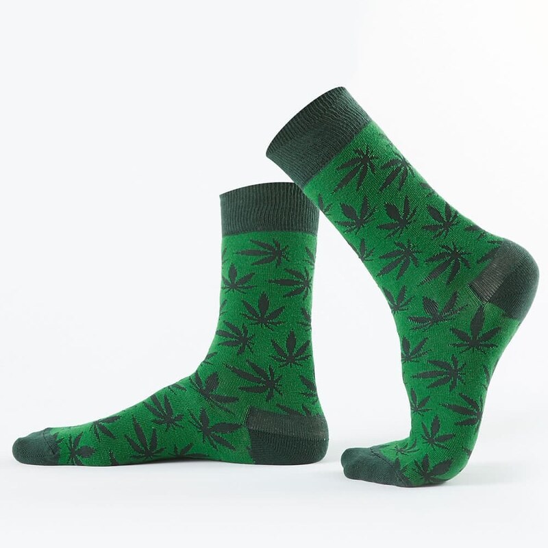 FASARDI Tmavě zelené dámské ponožky s listy