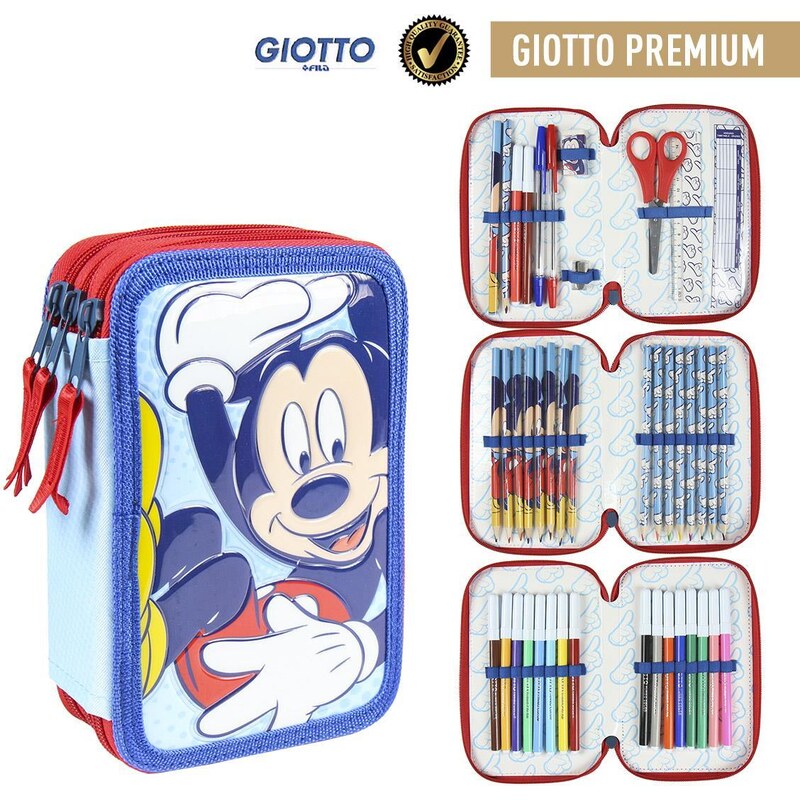 FILLED PENCIL CASE TRIPLE GIOTTO PREMIUM PVC MICKEY