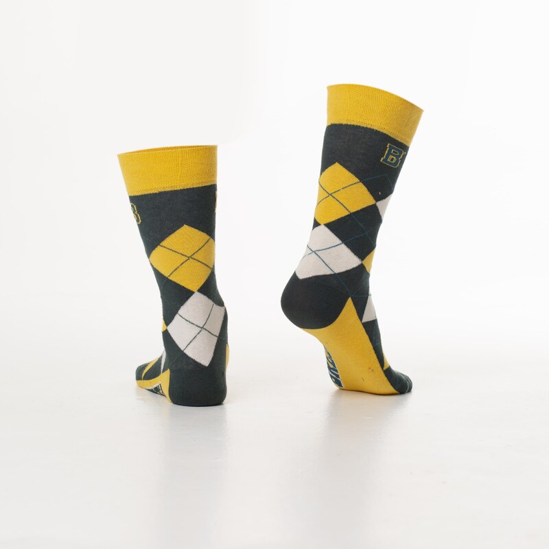 FASARDI Žluté pánské ponožky s nápisem
