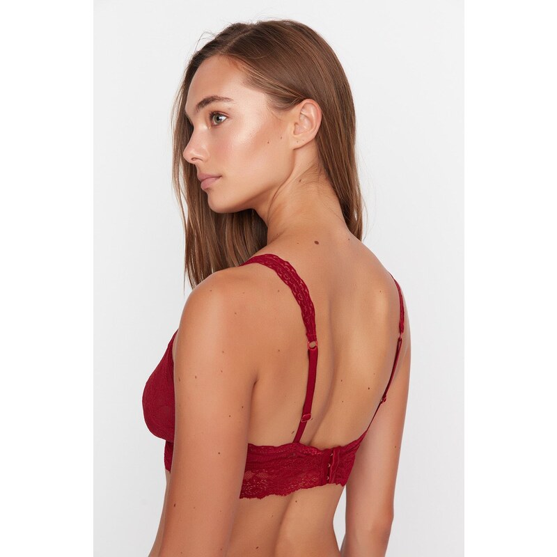 Trendyol Burgundy Lace Capless Knitted Bralette