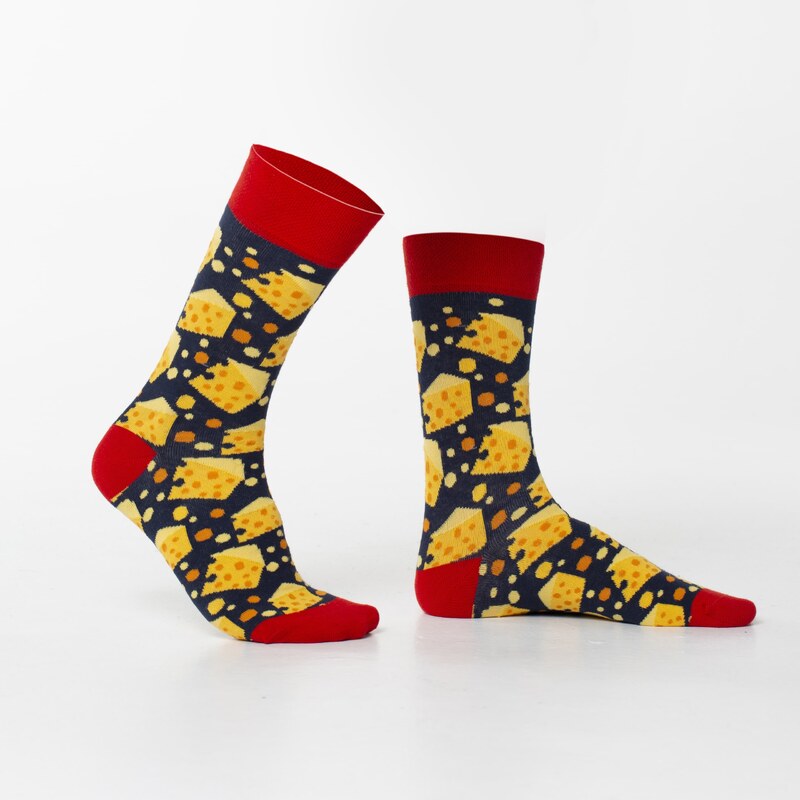 FASARDI Tmavě modro žluté pánské sýrové ponožky