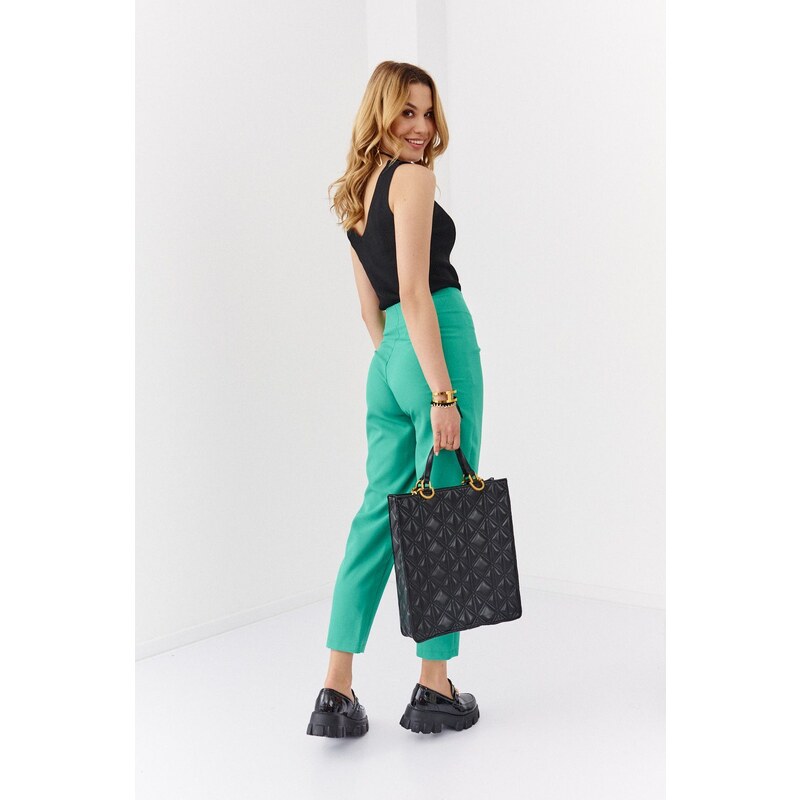 FASARDI Elegantní zelené kalhoty se šipkami