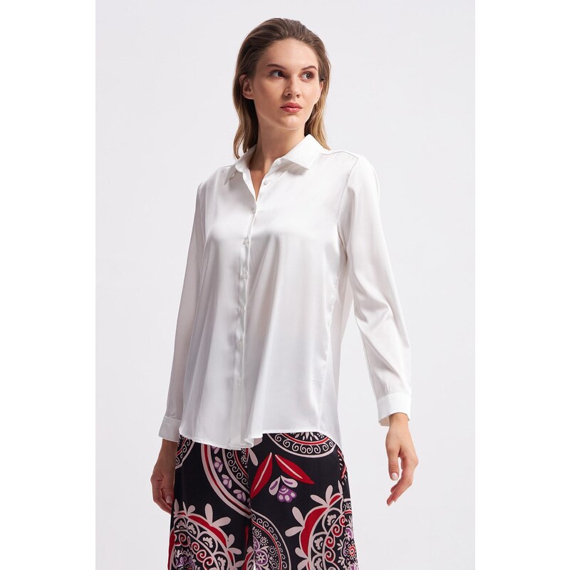 Gusto Satin Shirt - White