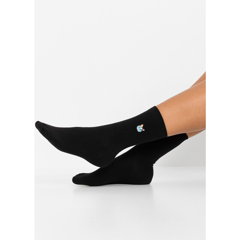 bonprix Ponožky (5 párů) s výšivkou Černá